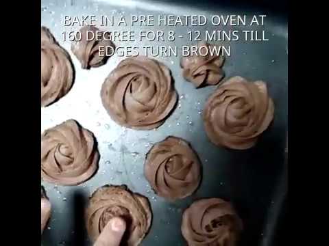 How to make rose shaped eggless chocolate cookies 3 ingredients recipe