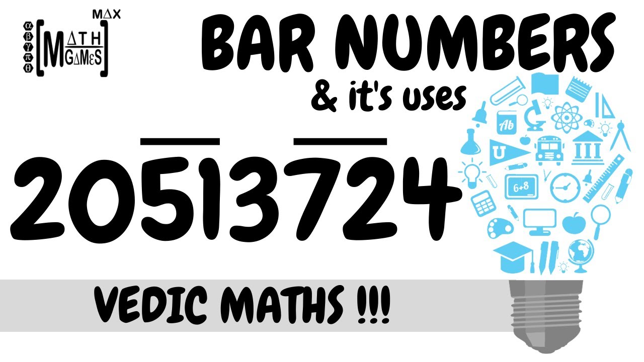 MAX MATH GAMES: VEDIC MATH | INTRODUCTION TO BAR NUMBERS, SUBTRACTION IN SECONDS, SUBTRACTION TRICKS