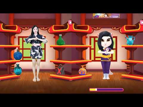 Cute Girl Imitating Angela Breaks Many Vases - My Talking Angela 2 In Real Life