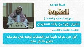 صورة القاعدة  الثامنة و الثلاثون( كل من حرف شئ من الصفات لزمه في تحريفه ما فر منه)