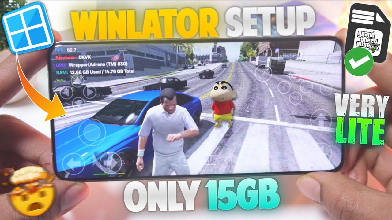 GTA 5 Extremely Lite Version on Android (15GB)| Winlator Emulator Full Setup & GTA5 Lite Gameplay