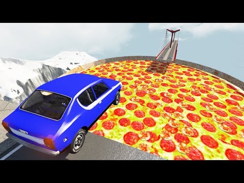 Beamng drive - Open Bridge Crashes over Giant Pizza