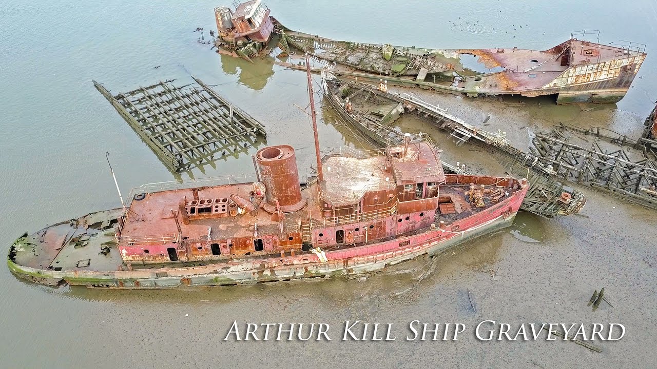 Drone Footage over Arthur Kill Ship Graveyard (Staten Island, NY) 1/11/17