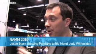 Jesse Stern showing PolyTune to his friend Jody Whitesides