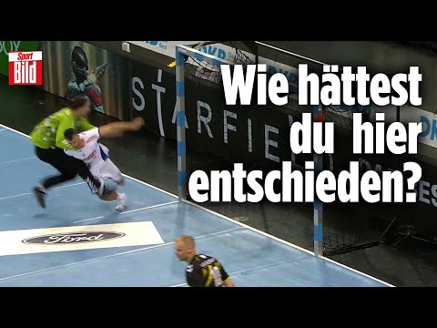 2 Minuten gegen den Handball-Keeper: Heinevetter reißt Gegenspieler Vujovic im Würgegriff um