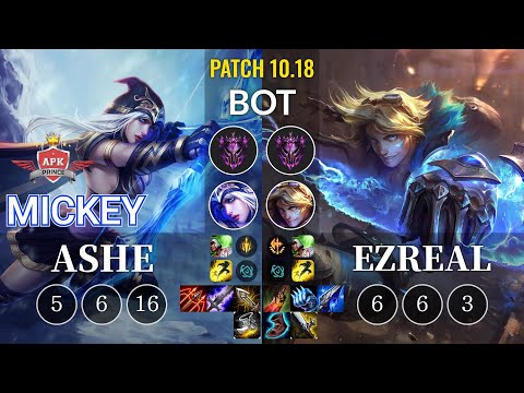 APK Mickey Ashe vs Ezreal Bot - KR Patch 10.18