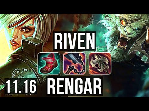 RIVEN vs RENGAR (TOP) | 8 solo kills, 19/2/6, Legendary, 1500+ games | TR Master | v11.16