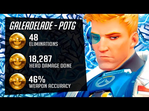 Gale Carry Soldier 76 - Insane Tracking! 48 elims POTG [ Overwatch Season 30 Top 500 ]