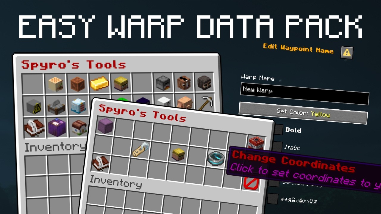 Minecraft 1.21 Datapack – Warps, Player Teleport & GUI Tools (No Mods)