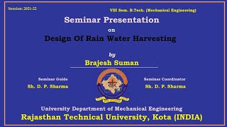 Design of Rain Water Harvesting  || Brajesh Suman (M1) || RTU