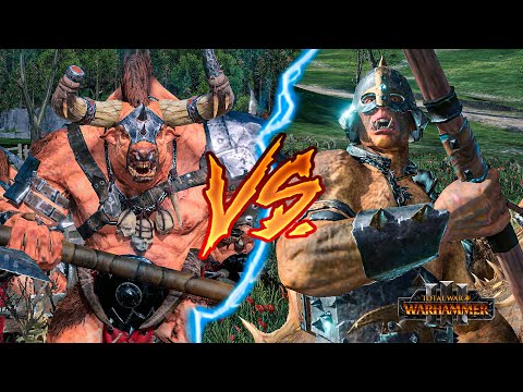 UNIT TEST 👊🏻🧪 MINOTAUROS HOMBRES BESTIA vs OGROS DRAGON 🤘🔥 WHO WINS? | Total War Warhammer 3 |