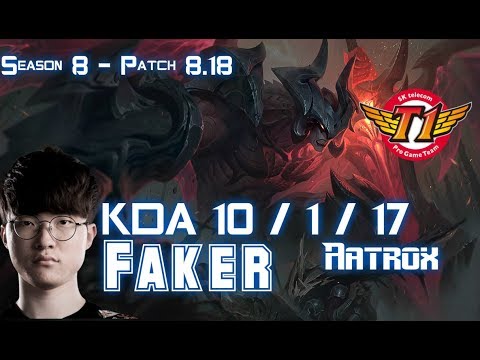 SKT T1 Faker AATROX vs AKALI Mid - Patch 8.18 KR Ranked