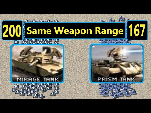 Prism Tank vs Mirage Tank - Same Weapon Range - Red Alert 2