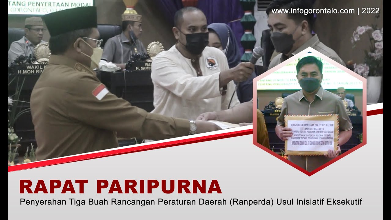 DPRD Kota Gorontalo Menerima Tiga Buah Ranperda Usul Inisiatif Eksekutif