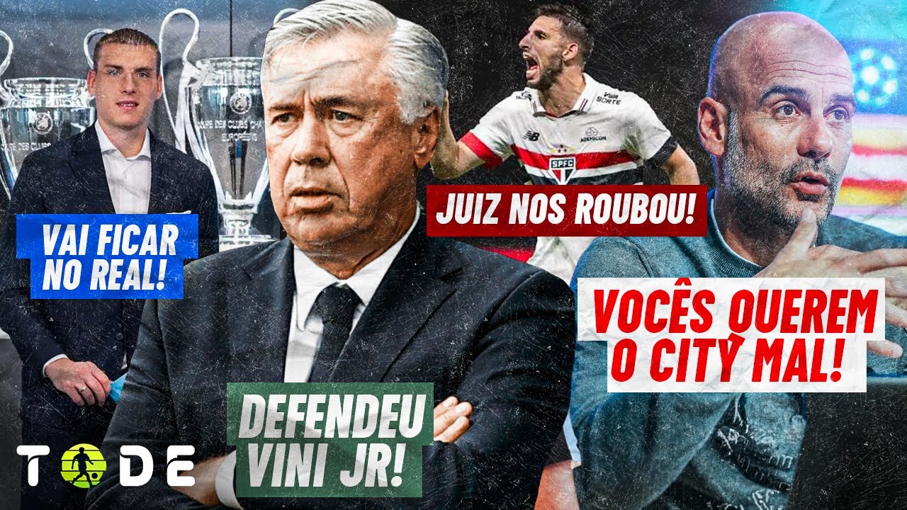 GUARDIOLA PISTOLOU l CALLERI diz que SPFC FOI ROUBADO l VINI JR DEFENDIDO por ANCELOTTI l LUNIN e+