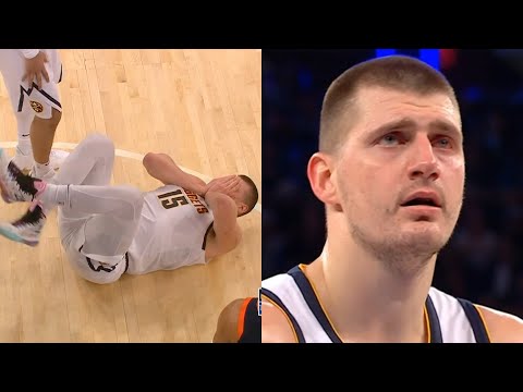 Nikola Jokic in serious pain after poked in the eye and Knicks crowd cringes
