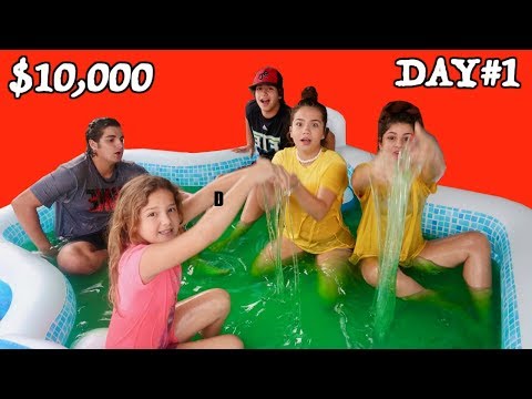 LAST TO LEAVE SLIME POOL WINS $10,000.00 DOLLAR DAY#1 | SISTER FOREVER Video