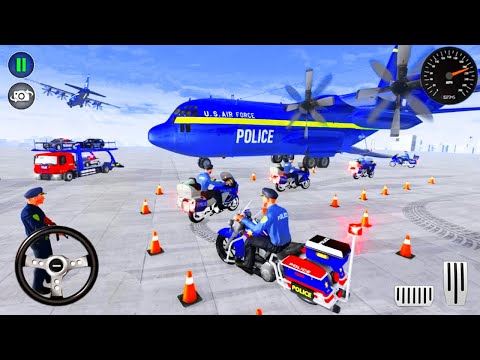 US Police Bike Transport Truck - US Police Bike Cargo Airplane Transport - Android Gameplay