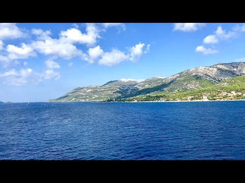 Korcula Croatia HD VIDEO - Filmed from Cruise Ship Leaving During A Storm