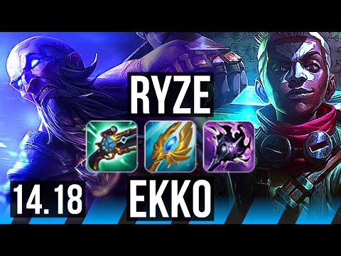 RYZE vs EKKO (MID) | 72% winrate, 8/2/5, Godlike | EUW Master | 14.18