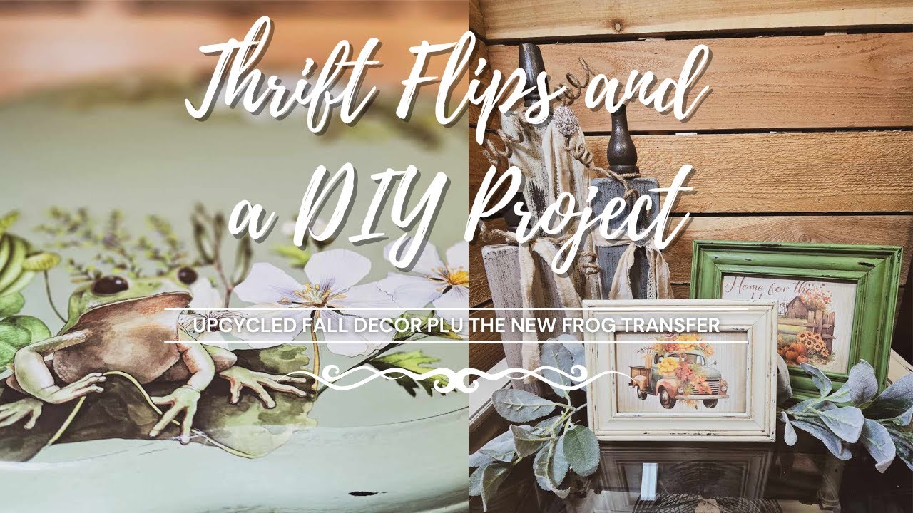 DIY Wood Pumpkins • Fall Thrift Flip • Upcycled Table with Froggy Transfer • Trash to Treasure