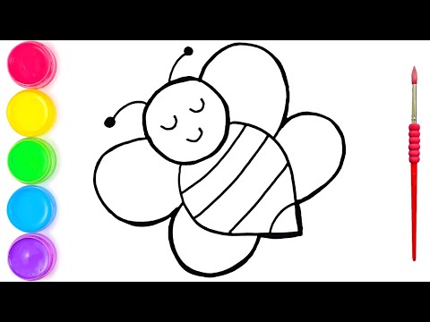 COMO DESENHAR UMA ABELHA PARA CRIANÇAS 🐝 วิธีการวาดผึ้งและหน้าระบายสีสำหรับเด็ก | 為兒童畫蜜蜂