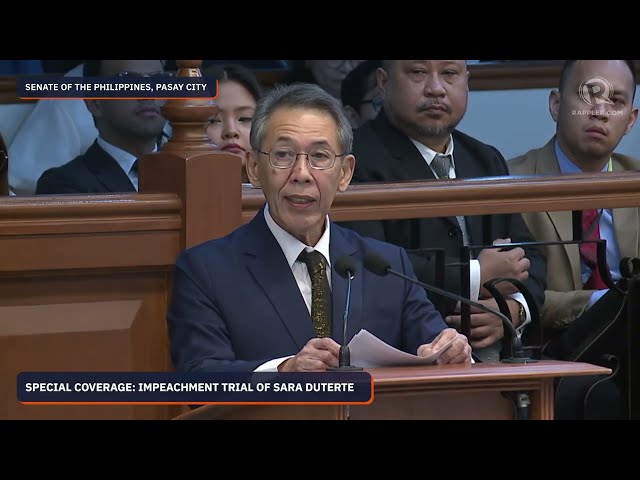 Sara Duterte trial: Prosecution argues senators unable to participate should not vote