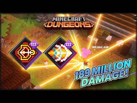 200,000,000+ DAMAGE 1-Shot Bow Synergy with Dynamo + Overcharge | Minecraft Dungeons