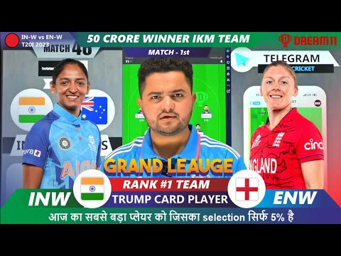 IN-W vs EN-W Dream11 | IN w vs EN w | India vs England Womens 1st T20 Match Dream11 Prediction Today