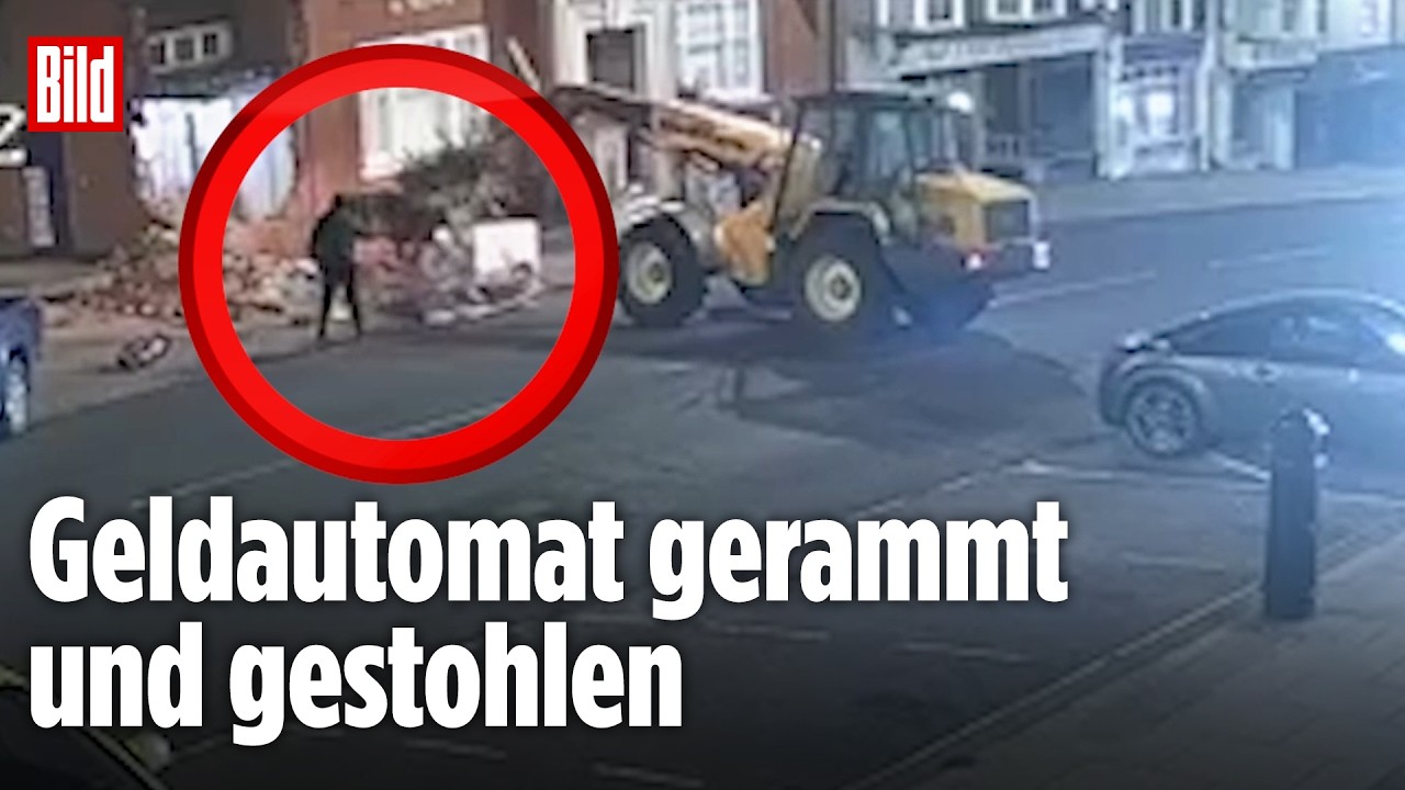 Ramm-Attacke in England: Diebe reißen Geldautomaten aus der Wand - mit einem Gabelstapler