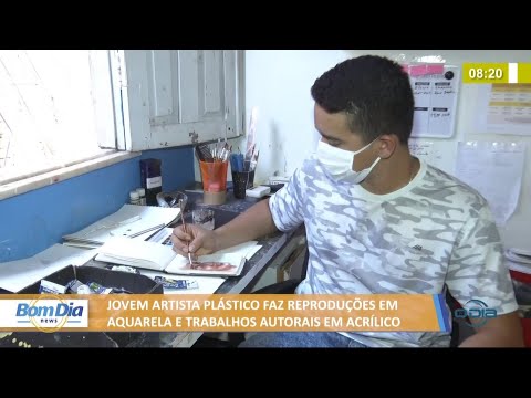 Jovem artista plaÌstico faz reproduçoÌƒes em aquarela e trabalhos autorais em acriÌlico 26 08 20