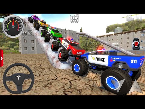 Police Monster Truck Mega Ramp Driving Tracks #1 - US Extreme Car Stunts Racing - Android Gameplay