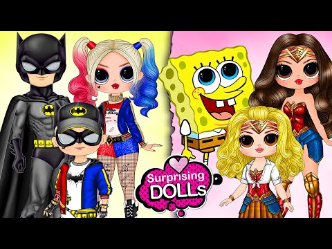 Harley Quinn, Elsa, Mommy Long Legs, Batman, Spider-Man Couples Switch Up - DIY Paper Dolls & Crafts