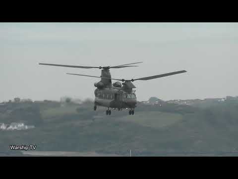RAF CHINOOK OPERATING IN PLYMOUTH SOUND - 28th May 2021