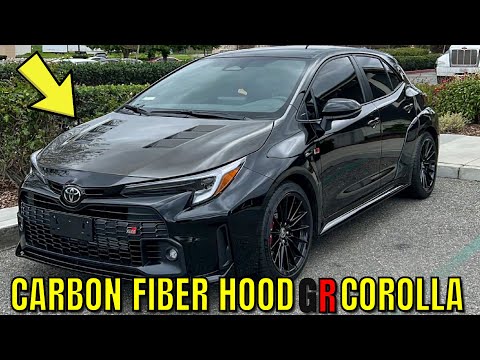 2023 GR COROLLA I HOW TO INSTALL CARBON FIBER VENTED HOOD VIS RACING I E210 COROLLA 2019 20 21 22 23