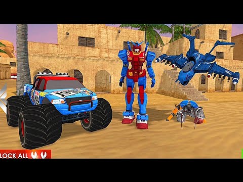 Blue Gundam Robot Crab Monster Truck - Jet Robot Transforming Games 3D - Android Gameplay