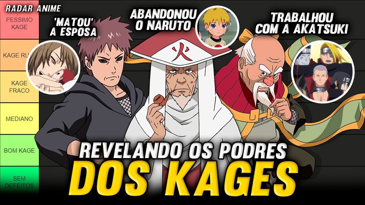 TIER LIST DOS PIORES KAGES DE NARUTO