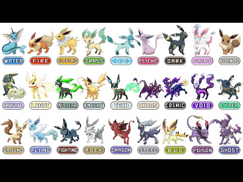 All 27 Types Eevee Evolutions - Eeveelutions | New Pokémon 2023 | Max S Animation