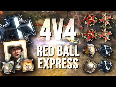 GOLIATHS, STUKKAS & BIG TANK BATTLES [4v4] [OKW] [Red Ball Express] — Full Match of CoH2