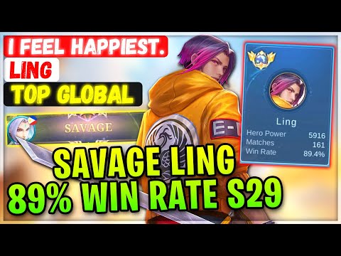 SAVAGE LING 89% Current Win Rate [ Top Global Ling ] i feel happiest. - Mobile Legends Emblem Build