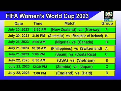 Women's World Cup 2023 Schedule | FIFA Women's World Cup 2023 Schedule