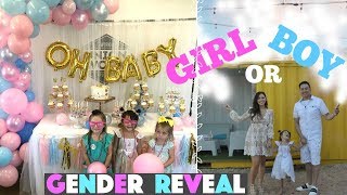 OUR BABY GENDER REVEAL PARTY! GIRL OR BOY? SISTER OR BROTHER? CONFETTI SMOKE CANON