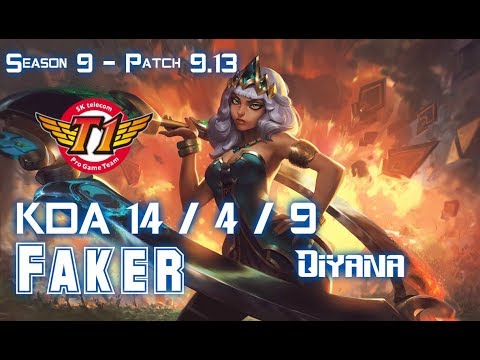 SKT T1 Faker QIYANA vs AZIR Mid - Patch 9.13 KR Ranked
