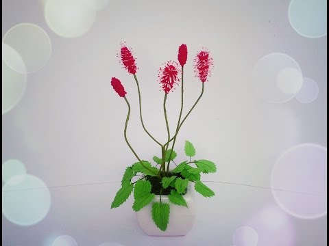 How To Make Sanguisorba Menziesii Flower From Crepe Paper - Craft Tutorial