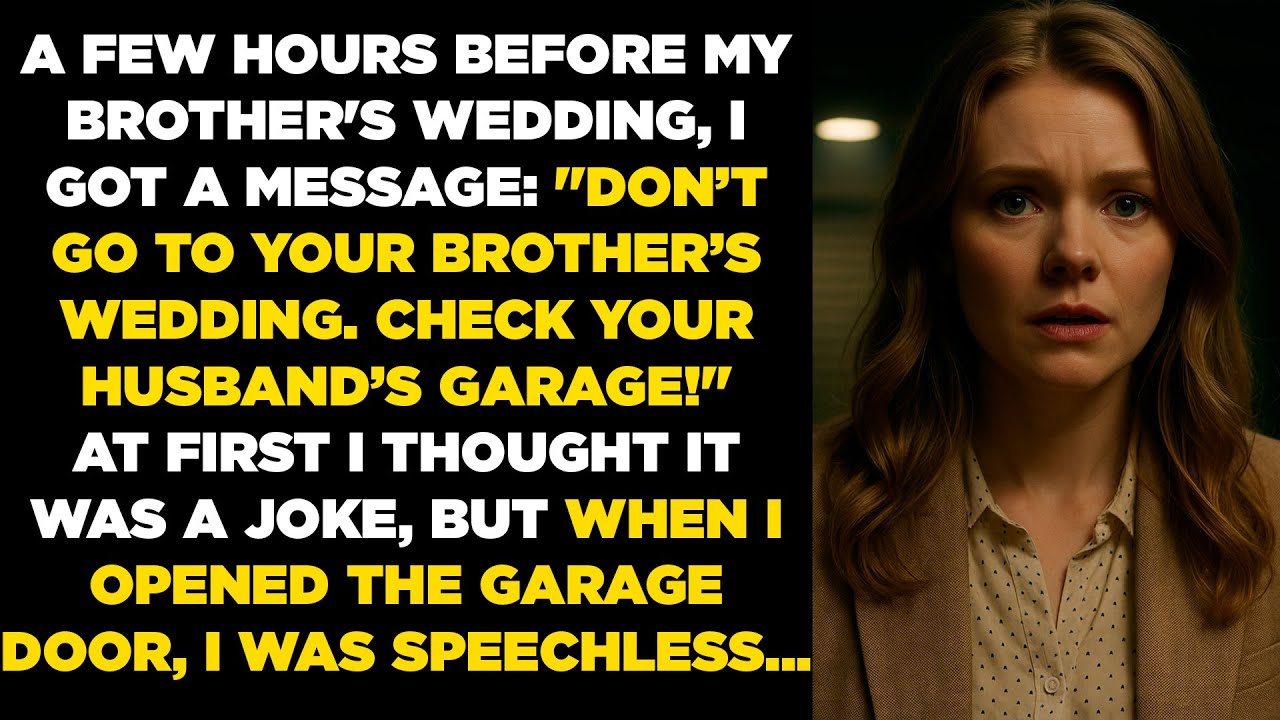 "Don't go to your brother's wedding. Check your husband's garage!" I opened it... and saw THIS.