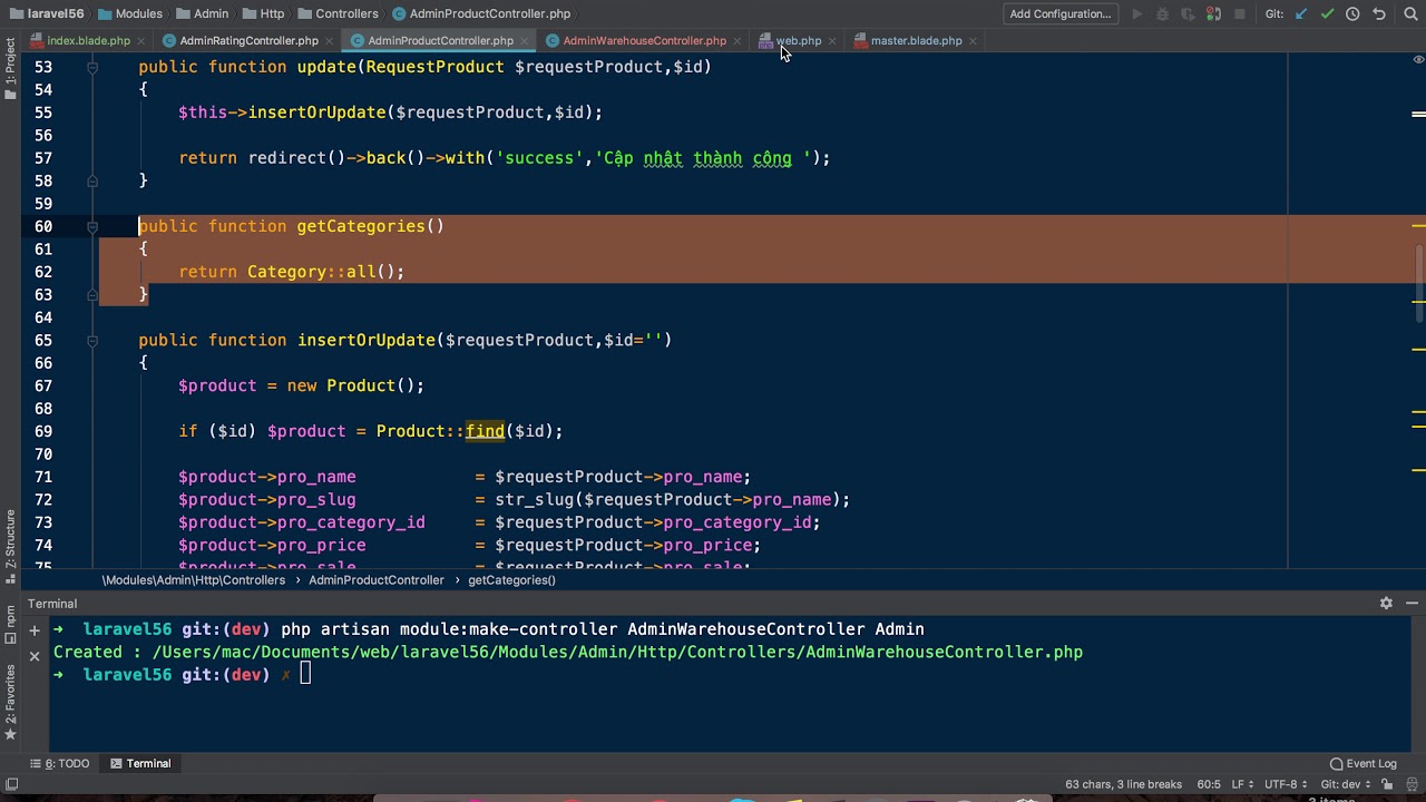 Bài 72 - Kho hàng - Xây dựng website bán hàng laravel