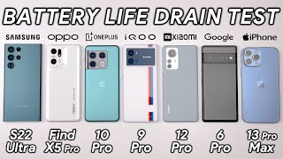 Samsung S22 Ultra vs OPPO / OnePlus / iQOO / Xiaomi / Pixel / iPhone Battery Life DRAIN Test!