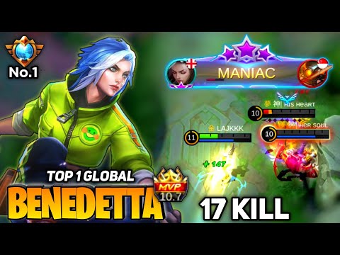 MANIAC! 17 Kill , Benedetta Hyper Carry Show No Mercy [Top 1 Global Benedetta] By LAJKKK - MLBB