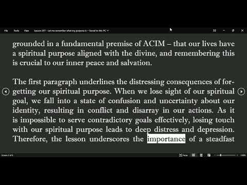 ChatGPT ACIM Lesson 257 - Let me remember what my purpose is