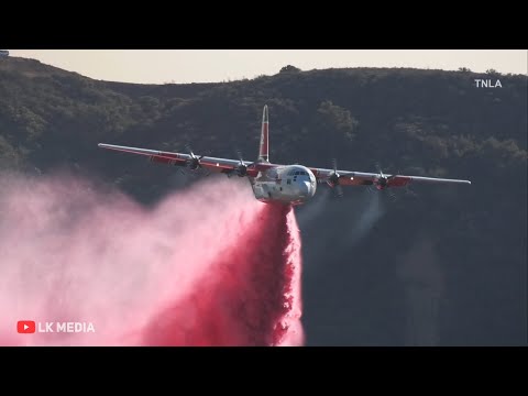 JETS, PLANES, AND HELICOPTERS DROPPING ON FLAMES AT THE #palisadesfire